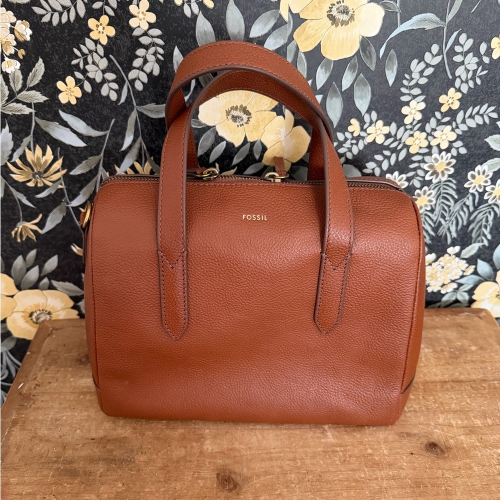 Fossil Women's Satchel in Cognac Brown Leather